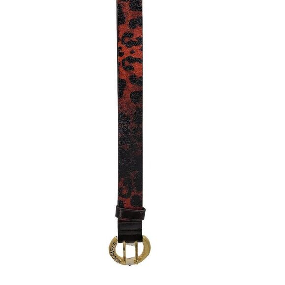 Rocawear Belt Faux Leather Animal Instinct Rocker Punk Blk Red Gold Buckle Sz S - Picture 7 of 9